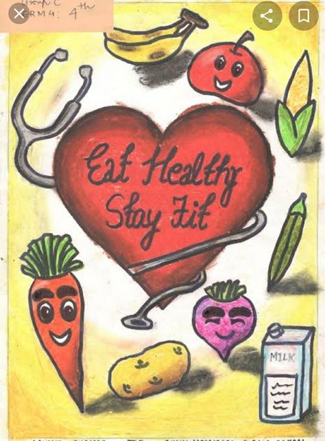 Good Health And Well Being Poster, Save Food Poster, Healthy Eating Posters, Health Is Wealth Quotes, Abstract Art Images, Boho Art Drawings, World Health Day, Drawing Journal, Preschool Arts And Crafts