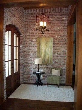 old st louis acme brick wall. McLarrin Flooring & Counter Tops traditional entry Acadian Style Homes, Acadian Homes, Acadian House Plans, Interior Brick, Trendy House, Brick Interior, Porch House Plans, Sala Grande, Foyer Decorating