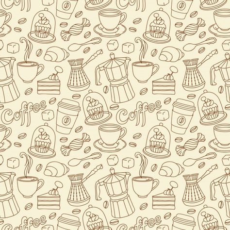 Instagram Hilight, Cafe Pattern, Coffee Background, Coffee Pattern, Yellow Aesthetic Pastel, Coffee Cup Art, Coffee Tattoos, Travel Collage, Phone Wallpaper Boho