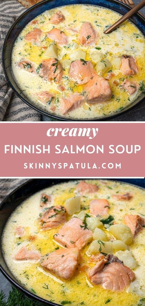 Finnish Salmon Soup, Salmon Soup, Fish Cakes, Fish Fish, Easy Soups, Easy Soup Recipes, Delicious Soup, Stew Recipes, Koi Fish