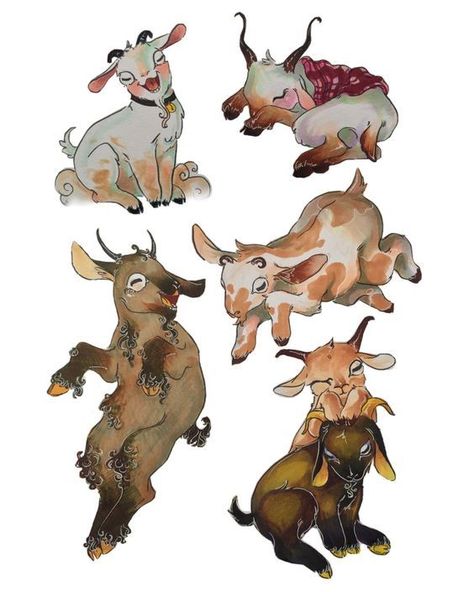 Goat Digital Art, Goat Poses Reference, Satyr Tattoo Design, Character Art Animals, Goat Art Reference, Goat Character Design Concept Art, Goat People Drawing, Cute Goats Drawing, Baphomet Character Design