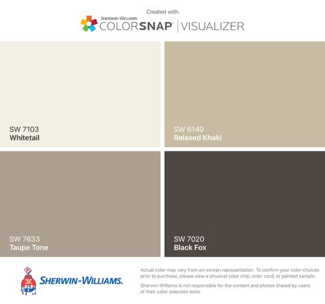 Whitetail - lower trim on house  Relaxed Khaki - shake  Taupe Tone -- Board & Batten  Black Fox -- trim around shingles, doors House With Brown Roof, Brown Front Doors, Paint Colors For House, Colors For House, Gauntlet Gray, Interior Paint Colors Schemes, Brown Roof, Pintura Exterior, Paint Color Schemes