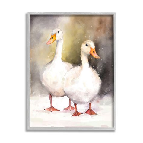 " Two White Ducks In Snow " by Ziwei Li on Canvas Wall Art Plaques, Lithograph Print, Stupell Industries, White Ducks, Giclee Art, Wall Art Designs, Wall Plaques, Wood Wall Art, Ducks