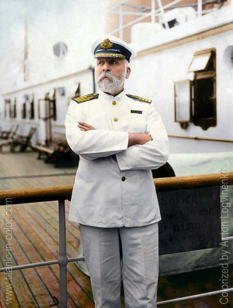 Captain E.J. Smith. Captain of the RMS Titanic. Colorized by Anton Logvinenko. Rms Olympic, Titanic Wreck, Titanic Photos, Magic Pencil, Titanic History, Titanic Ship, Titanic Movie, J Smith, Ipad Snap