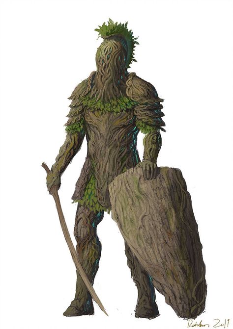 Oath Of The Ancients Paladin, Wood Golem, Druid Paladin, Ancients Paladin, Tree Guardian, Half Elf, Fantasy Beasts, Forest Creatures, Monster Concept Art