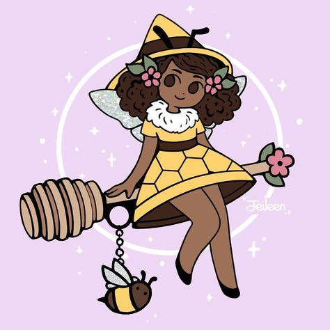 Jeileen on Instagram: “A few people thought my bee witch pin should have a friend, and I agree!  So here’s my next bee witch design. I’ll be ordering them in the…” Bee Anime, Bee Witch, Bee Fairy, Bee Character, Bee Character Design, Bee Oc, Bee Costume, Bee Illustration, Witch Design