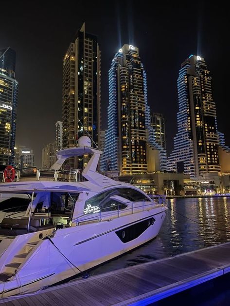 At Night, Dubai, Water, Blue, White