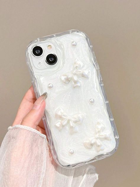 1pc/Set Creamy White Pearl Bow & Shockproof Wavy Edge Mobile Phone Case, Compatible With IPhone 15/15 Pro/15 Pro Max/14/13/12/11/X/XS/XR/Mini/Pro Max/Pro Plus, Epoxy Resin Soft CoverI discovered amazing products on SHEIN.com, come check them out! Coque Iphone 13, Iphone 13 White, Phone Case White, Iphone 13 Mini Case, White Phone Case, Cream Paint, Iphone Case Protective, Pearl Bow, Glitter Phone Cases