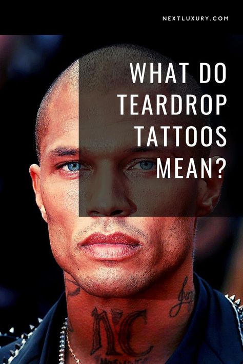 Long the focus of internet searches and interesting origin theories, what do teardrop tattoos really mean? Do people get teardrop tattoos in prison? Read on for more insight into one of tattoo culture’s most interesting phenomena. #tattooideas Teardrop Tattoo Face, Teardrop Tattoo Design, Tear Drop Tattoos On Face, Tear Tattoo Face, Small Face Tattoo Men, Deep Meaning Tattoos For Men, Ear Tattoos For Men, Face Tattoo Men, Tears Tattoo