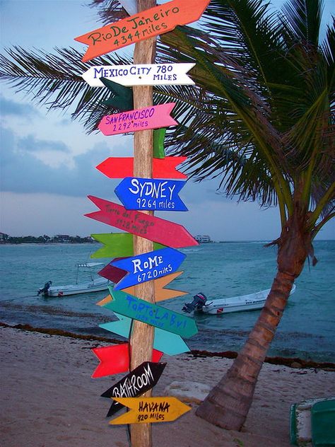 Oxacana Mexico, Akumal Beach, Akumal Mexico, Beachfront House, Mayan Riviera, Vacation Photography, Beach Sign, Directional Signs, México City