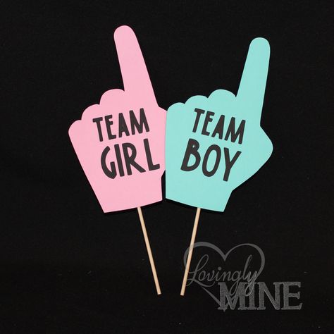 Gender Reveal Photobooth Props - Paper Team Girl  Team Boy Foam Fingers. $12.95, via Etsy. Baseball Gender Reveal, Pattern Board, Bow Gender Reveal, Idee Babyshower, Photobooth Props, Baby Shower Deco, Baby Reveal Party, Gender Party, Gender Reveal Party Decorations