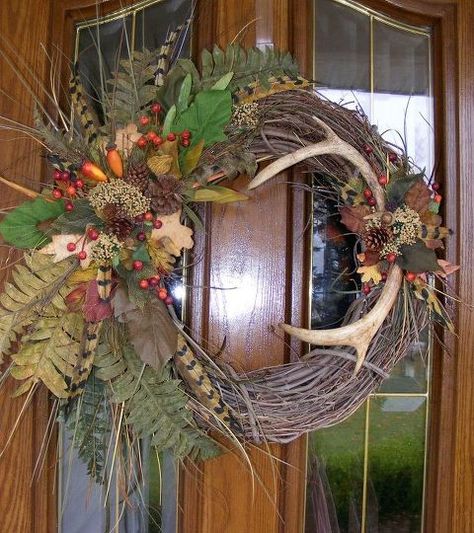 my 2nd deer antler wreath smaller slightly different than the 1st, crafts, seasonal holiday decor, wreaths Deer Antler Wreath, Decorating With Antlers, Deer Antler Crafts, Antler Ideas, Antler Wreath, Deer Antler Decor, Antlers Decor, Antler Crafts, Deer Decor