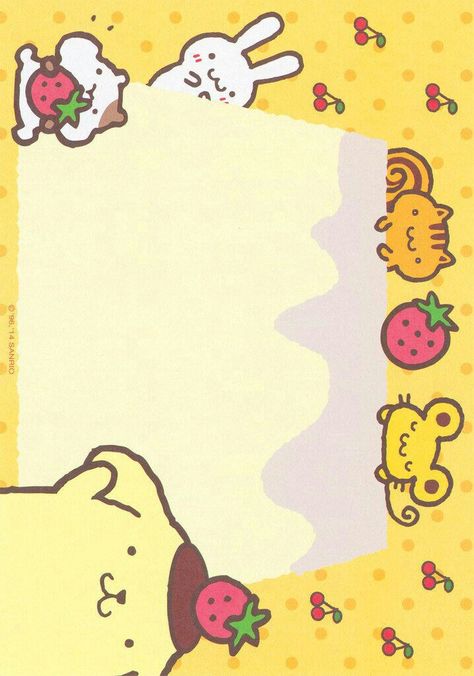 Sanrio Purin, Kawaii Printables, Memo Pad Design, Note Writing Paper, Writing Paper Printable, Memo Notepad, Memo Paper, Stationary Paper, Printable Scrapbook Paper