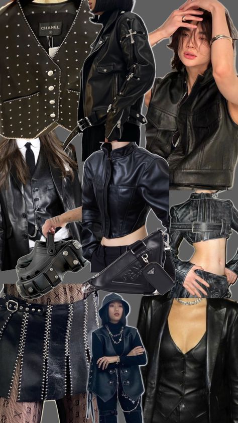 Leather, structured, fashion, all black, aesthetic clean grunge. Black Leather Aesthetic, Clean Grunge, Leather Aesthetic, Aesthetic Clean, Black Leather, Leather, Black