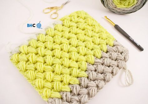 Free crochet pattern: Zig Zag Puff Stitch with video tutorial by B.Hooked Crochet Zig Zag Puff Stitch Crochet, Crochet Zig Zag, Crochet Box Stitch, Puff Stitch Crochet, Crochet Box, Crochet Stitches Video, Puff Stitch, Stitch Crochet, Knit Stitch Patterns