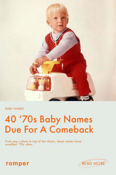 From pop culture to top of the charts, these names have excellent ’70s vibes. Funky Vibes, Fisher Price Baby, Girls Names, 70s Vibes, The 1970s, For Today, Baby Names, Pop Culture, 1970s