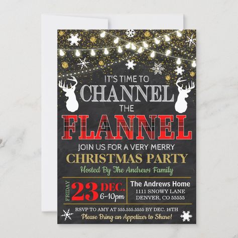 Flannel Christmas Party, Christmas Party Host, Flannel Christmas, Holiday Party Invite, Cocktail Party Themes, Xmas 2022, Dinner Party Invitations, Very Merry Christmas Party, Holiday Cocktail Party