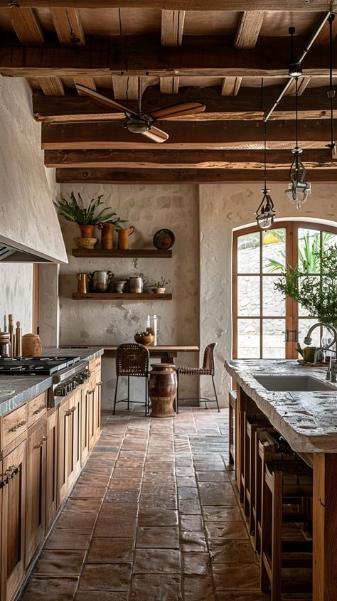 Old World Spanish Style Home, Hacienda Interior, Hacienda Interior Design, Spanish Style Home Interior, Modern Hacienda, Captivating Aesthetic, Hacienda Style Homes, Colonial Interior, Tuscan Kitchen