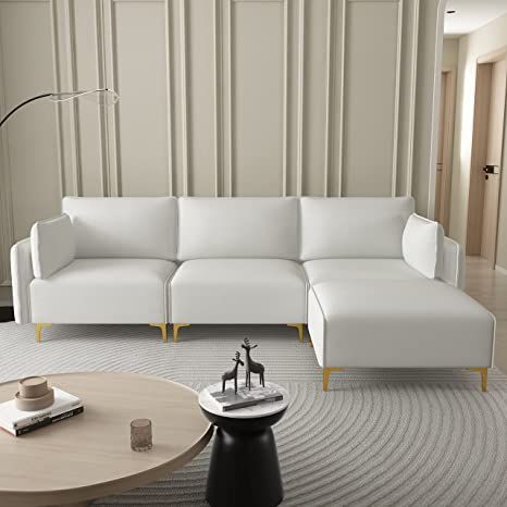 L Shape Sectional, Shape Sofa, Living Room Furniture Styles, Couch With Ottoman, Metal Sofa, L Shape Sofa, Fabric Sectional Sofas, L Shaped Couch, Living Room Sofa Design