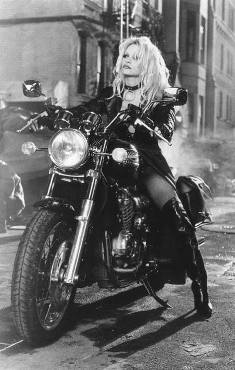 Pictures From the Movie Barb Wire | barb_wire_5 Lady Sif, Candice Bergen, Triumph Bonneville T100, Niki Taylor, Lita Ford, Мотоциклы Cafe Racers, Barb Wire, Biker Aesthetic, West Coast Choppers