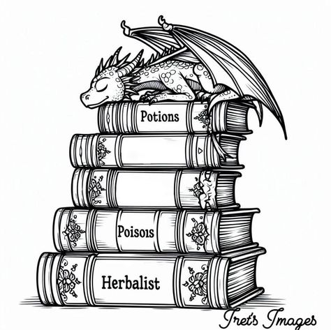 Harry Potter Dragon Drawing, Book Dragon Art, Book Dragon Tattoo, Harry Potter Coloring Book, Harry Potter Dragon, Fantasy Tattoos, Coloring Pages Inspirational, Detailed Coloring Pages, Kawaii Design