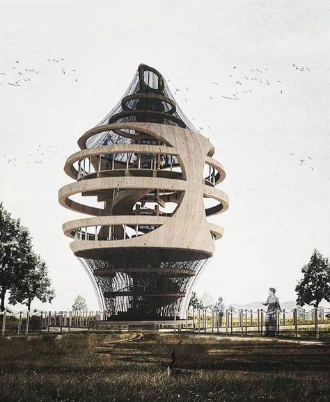 THENEST - A bird observation tower by @ash_hdr @ayed_alyahya & @_sre_zam #archidesign #archviz #architect ______________________________ . Follow @architecturedotcom . Tag your archi friends. . ______________________________ #observatorytower #birdlovers #modernarchitect #modernarchitecture #tower #towerdesign #contemporaryarchitecture #archidesignhome #lookingup #curvedlines #birdnest #largewindows #concretelovers #glassarchitecture #youngarchitect #archistudent #architecture #architecte #mim Watch Tower Architecture, Bird Watching Tower, Public Library Design, Tower Architecture, Floating Architecture, Urban Design Diagram, Architecture Design Process, Observation Tower, Tower Building