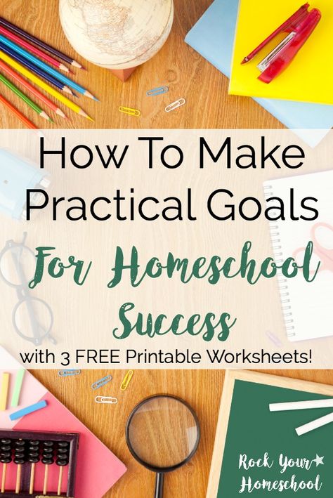 Feel overwhelmed with your homeschool? Or maybe like you never get enough done? There is a way to get your homeschool on track & know you have accomplished your goals. Find out how to make practical goals for your homeschool plus get these three FREE printable worksheets for daily, weekly, & monthly practical goal setting. Homeschool Goals, Goal Setting Activities, Homeschool Advice, Homeschool Hacks, Homeschool Preschool Curriculum, Homeschool Inspiration, Homeschool Encouragement, Homeschool Lesson, Homeschool Planner