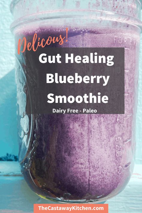 Delicious, thick, rich gut-healing smoothie tastes like a blueberry muffin. It has zero added sugar and will help reduce bloat and have better bowel movements! Gut Healing Smoothie, Reduce Bloat, Healing Smoothie, Dairy Free Keto Recipes, Healthy Bowel Movement, Healthy Colon, Blueberry Smoothie, Poor Digestion, Blueberries Smoothie