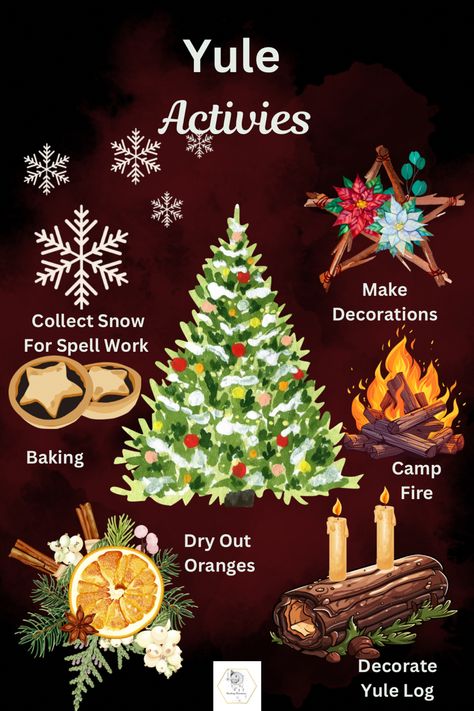 Things to do at Yule Yule Craft Ideas, Homemade Yule Decorations, Yule Crafts Diy, Yule Meals, Witchy Yule Decor, Yule Celebration Ideas, Yule Images, Yule Witchcraft, Yule Activities