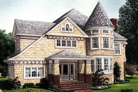 House Plans French Country, Storybook Cottage House Plans, Historical House Plans, Victorian House Plan, Vintage Floor Plans, Victorian House Plans, Southern Living House Plans, Elevation Plan, Sims 4 House Plans