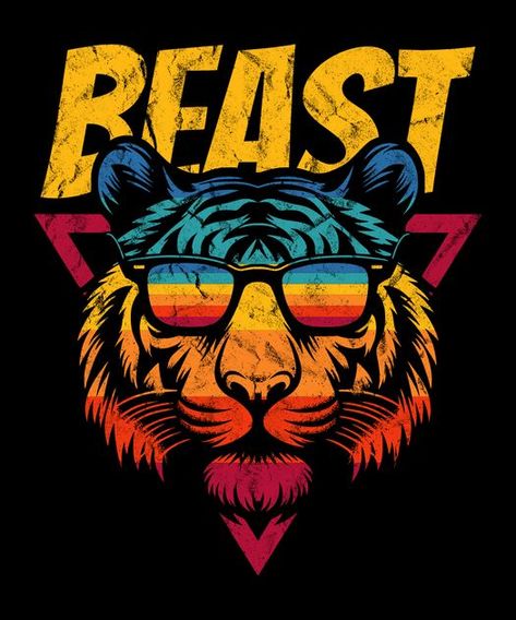 Tiger head retro colorful T-Shirt Design Template Tshirt Creative, Iron Man Pictures, Luffy Gear 4, Tshirt Artwork, Minimalist Tshirt, Visual Reference, Gear 4, T Shirt Design Template, Trendy Shirt Designs