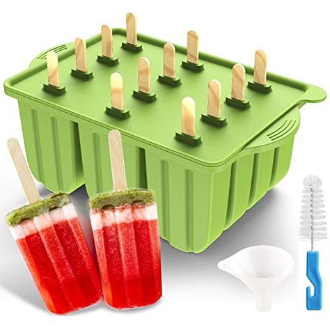 Silicone Popsicle Mold, 2020 Upgrade 12 Cavities Ice Pop Mold Frozen Ice Pop Maker for Homemade Popsicle Ice Cream DI... Real Fruit Popsicles, Popsicle Maker, Easy Popsicles, Watermelon Bowl, Ice Pop Maker, Fruit Popsicles, Ice Pop Molds, Diy Ice Cream, Homemade Popsicles