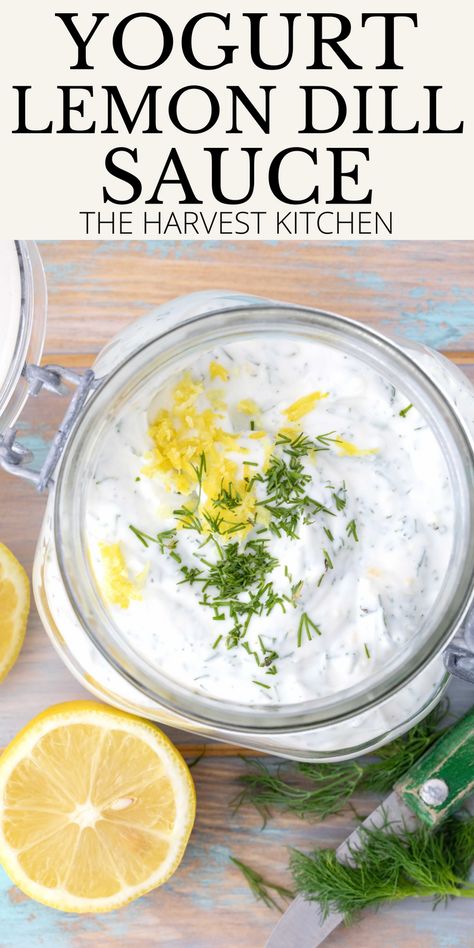 Dill Sauce Recipe, Yogurt Dill Sauce, Lemon Greek Yogurt, Dill Sauce For Salmon, Greek Yogurt Sauce, Lemon Dill Sauce, Dill Recipes, Sauce For Salmon, Lemon Dill