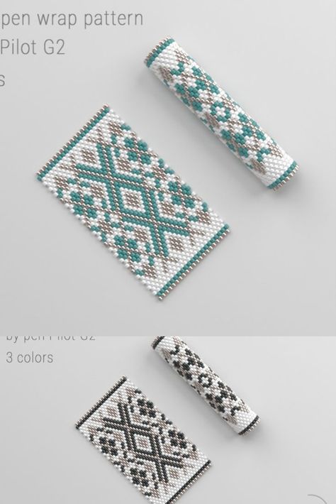 Bead Work Ideas, Beaded Pen Wraps, Delica Beads Patterns, Beaded Pen Covers, Free Beading Patterns, Anting Manik, Beaded Jewelry Pattern, Seed Bead Jewelry Patterns, Pen Pattern