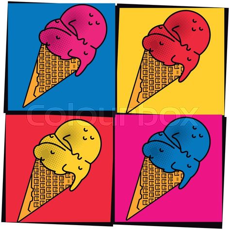 Stock vector of 'Pop art ice cream cones cartoons colorful frames vector illustration graphic design' Ice Cream Pop Art, Art Ice Cream, Pop Art Party, Pop Art For Kids, Posca Art, Colorful Frames, Pop Art Illustration, Ice Cream Cones, Elementary Art Projects