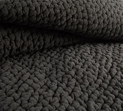 Stonewashed Pick-Stitch Quilt & Shams - Shale | Pottery Barn Charcoal Bedding, Black Quilts, Pottery Barn Quilts, Dreamy Bed, Pick Stitch, Office Storage Furniture, Signature Quilts, Quilt Care, Master Decor