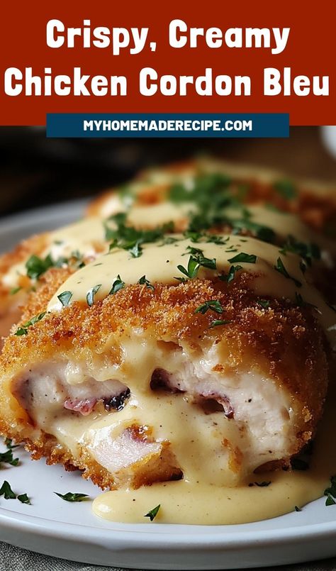 Chicken Cordon Bleu With Sauce, Cordon Bleu Chicken Sauce, Crispy Chicken Cordon Bleu, Chicken Cordon Bleu Easy Recipe, How To Make Chicken Cordon Bleu, Dijon Sauce For Chicken Cordon Bleu, Cordon Blue Casseroles, Chicken Cordon Bleu Crockpot, Chicken Cordon Blue Sauce