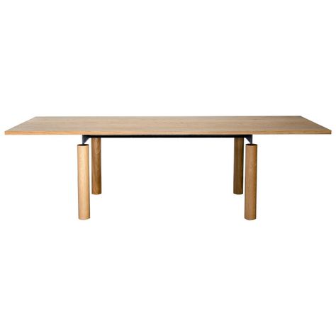 Contemporary Dining Conference Table "Overpass" in White Oak by Casey Lurie | See more antique and modern Conference Tables at https://www.1stdibs.com/furniture/tables/conference-tables White Oak Dining Table, Lap Table, Contemporary Shelving, Japanese Joinery, Modern Dining Room Tables, Blackened Steel, Contemporary Coffee Table, Contemporary Room, Contemporary Table