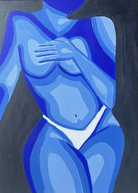 Body Shape Painting, Woman Body Paintings Art, Thermal Body Art, Arte Hippy, Monochromatic Painting, Monochromatic Design, Monochromatic Art, Sensory Art, Cute Canvas Paintings