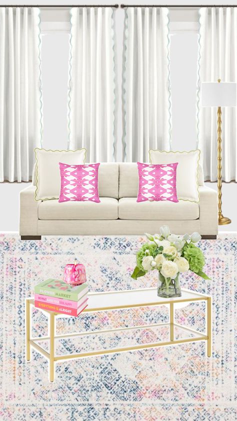 Preppy living room, fun living room, living room decor and inspo! Preppy Living Room Decor, Preppy Living Room, Pastel Preppy, Fun Living Room, Dallas Apartment, Design Boards, Living Room Living Room, Living Room Inspo, Apartment Room