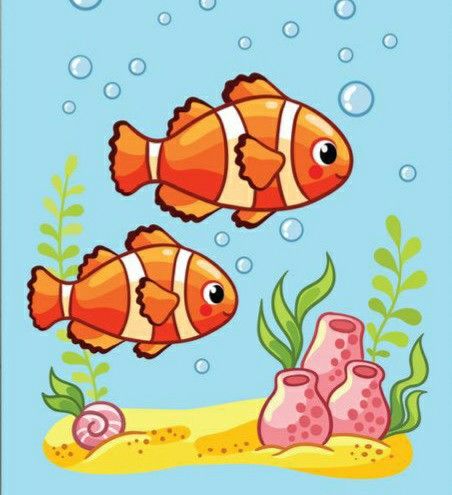 Underwater Drawing For Kids, Fish Drawing For Kids, Underwater Drawing, Underwater Cartoon, Drawing Scenery, Kids Canvas Art, Underwater Painting, Horse Coloring Pages, Mandala Art Lesson