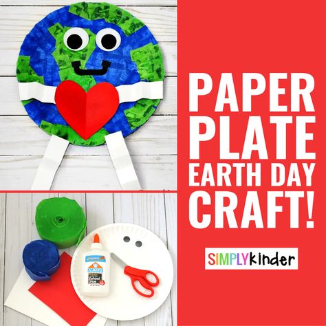 How To Make A Paper Plate Earth Day Craft - Simply Kinder Recycled Crafts Kids Preschool, Earth Day Craft, Planet Crafts, Earth Day Projects, Earth Craft, Recycled Crafts Kids, Art Activities For Toddlers, Preschool Projects, Toddler Art Projects