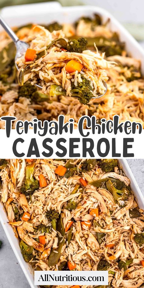 If you're looking for low fat recipes, this is it. Enjoy a flavorful Teriyaki Chicken Casserole that's a standout among healthy chicken recipes. Ideal for high protein meals perfect for a satisfying easy dinner and easy casserole recipes for dinner. Meal Plans High Protein, Healthy Baked Casserole Dinners, Easy High Protein Low Carb Recipes, Low Calorie High Protein Casserole, High Protein Clean Meals, Chicken Breast Casserole Recipes Healthy, High Protein Low Calorie Dinner Recipes, Protein Casserole Recipes, High Protein Low Fat Chicken Recipes