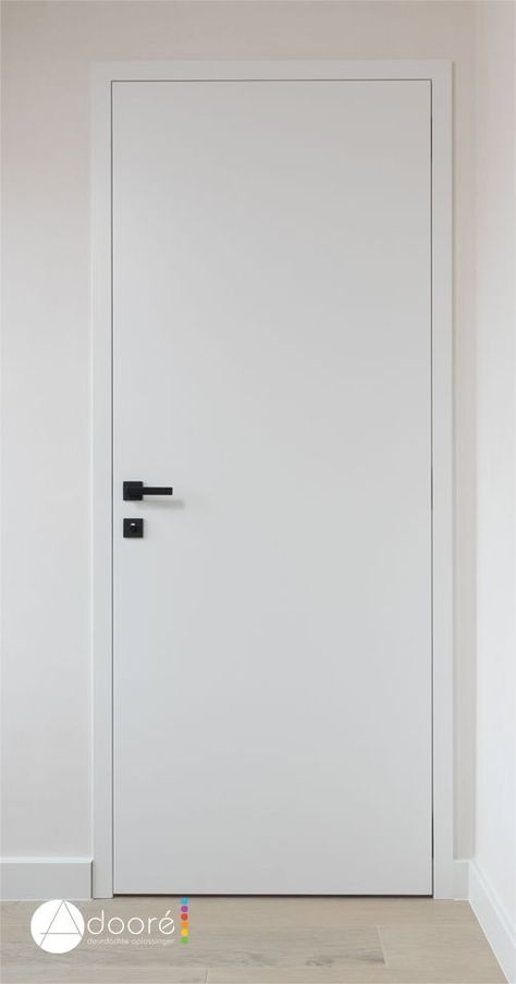 Modern White Doors Interior, White Door Design Modern, Modern White Door, White Doors Interior, Door Trim Styles, Indoor Doors Modern, White Door Design, Contemporary Interior Door, White Wood Door