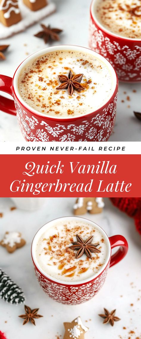 Image for Quick Vanilla Gingerbread Latte Gingerbread Mug, Hug In A Mug, Gingerbread Latte, Cinnamon Coffee, Mug Recipes, In A Mug, Holiday Recipes Christmas, Vanilla Essence, Warm Hug