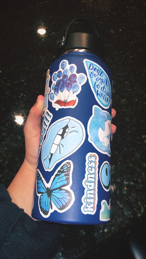 Blue Hydro Flask, Water Bottle Art, Sticker Design Inspiration, Blue Bottle, Hydro Flask, Bottle Art, Flask, Reusable Water Bottle, Sticker Design