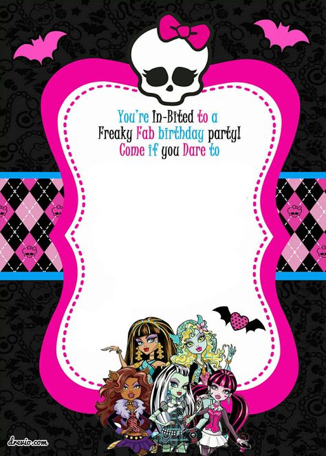 FREE Printable Monster High Birthday Invitations | Drevio Invitations Design Monster High Birthday Invitations, Cute Birthday Invitation Template, Monster High Invitations, Monster High Printables, Birthday Invitations Templates, Monster High Birthday Party, Monster Birthday Invitations, Invitation Layout, Invitation Card Birthday