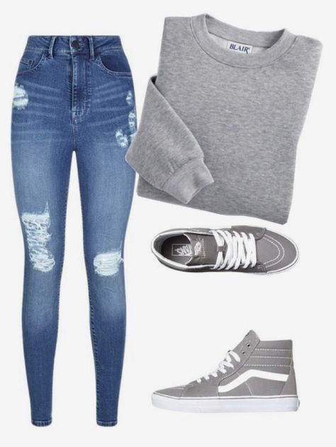 Gray Vans Outfit, Vans Outfit Womens, Gray Vans, Outfits Con Jeans, Vans Outfit, Girls Fashion Clothes, Mom Outfits, Swag Outfits, Casual Style Outfits