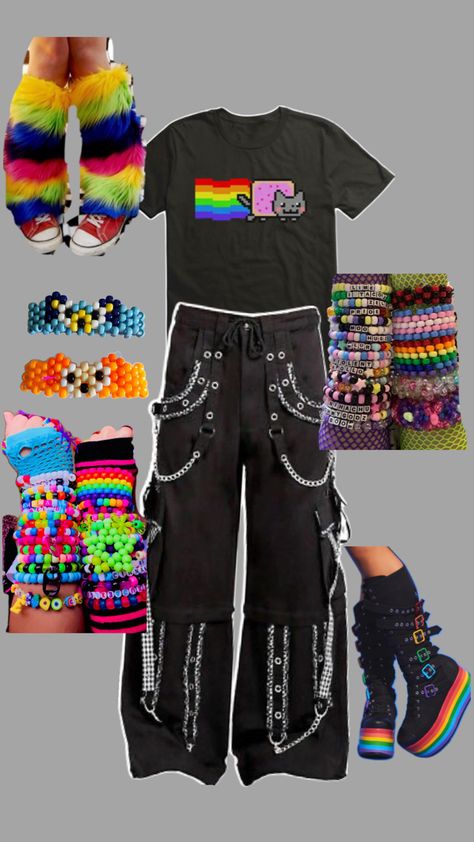 Scene kid starter pack Kandi Kid Outfit, Scene Core Outfit, Scene Aesthetic Outfits, Scene Outfits Aesthetic, Scenecore Outfit, Scene Kid Aesthetic, Scene Kid Outfits, Scene Kid Fashion, Scene Clothing