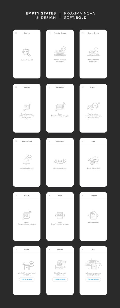 SEETIES EMPTY STATES UI on Behance Jungle Reference, App Form, Empty State, Mobile Design Inspiration, Ui Ux App, Mobile Ui Patterns, Ui Patterns, Gui Design, Ux Design Inspiration